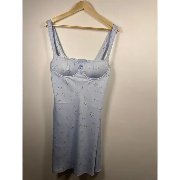Rumored Loverboy Mini Dress | Forget-Me-Not, Blue Floral Print, Open Back, L NWT - Picture 3 of 9